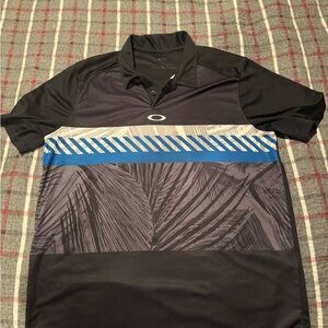 Oakley Men's Black and Blue Graphic Polo